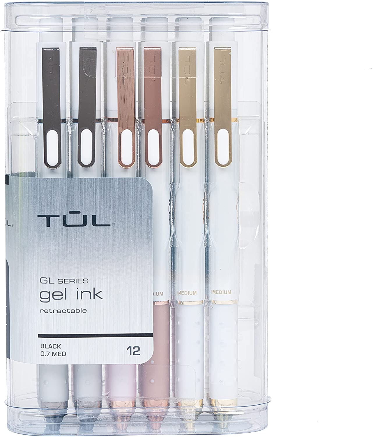 TUL Retractable GL 0.7mm Medium Point Gel Pens, Pearl White Barrel, Black  Ink 12/pk + Raditopia White Sticky Notes (200-ct) Bundle